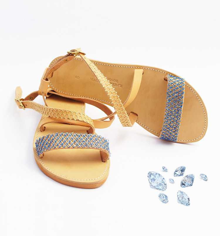 Δερμάτινα γυναικεία σανδάλια, σανδάλια δετά στον αστράγαλο – ankle wrap “Ρέθυμνο”